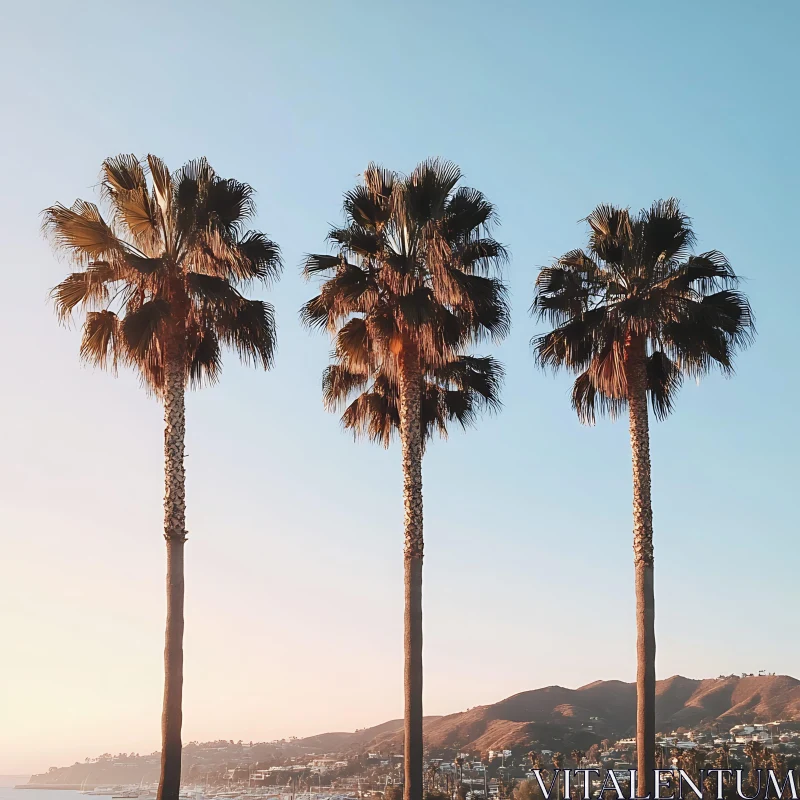 Majestic Palm Trees at Sunset