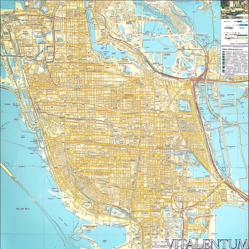 Intricate City Layout and Road Network Map
