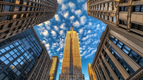 Urban Skyscraper View with Golden Sunlight