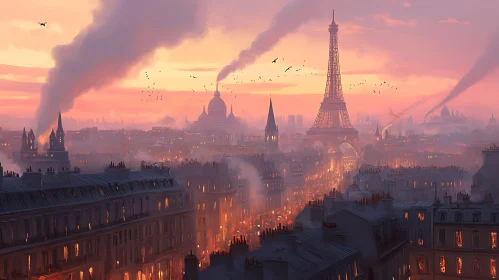 Picturesque Parisian Skyline at Dusk