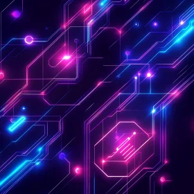 Neon Abstract Tech Circuit Board Art