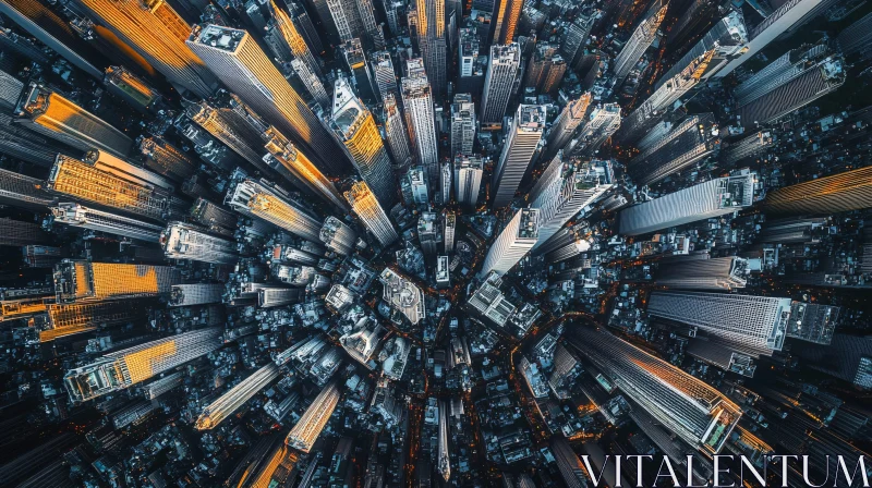 Circular Arrangement of Tall Buildings in Urban Skyline AI Image