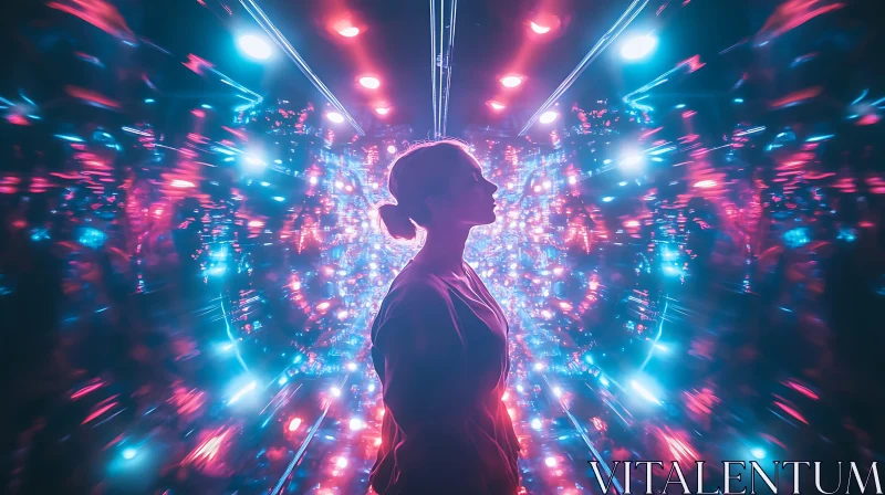 Silhouette in a Vibrant Tunnel AI Image