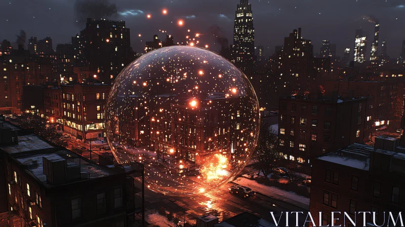 Mystical Urban Lights Enclosed in Giant Sphere AI Image