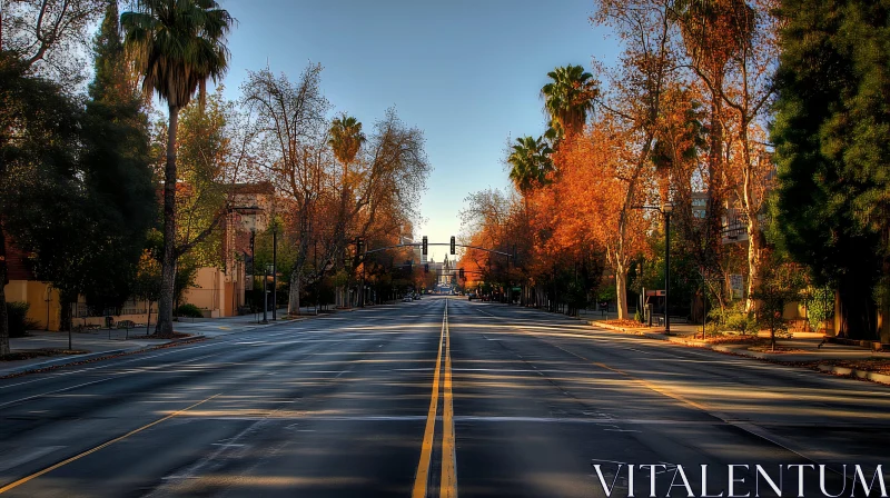 Morning Light on a Quiet City Street AI Image