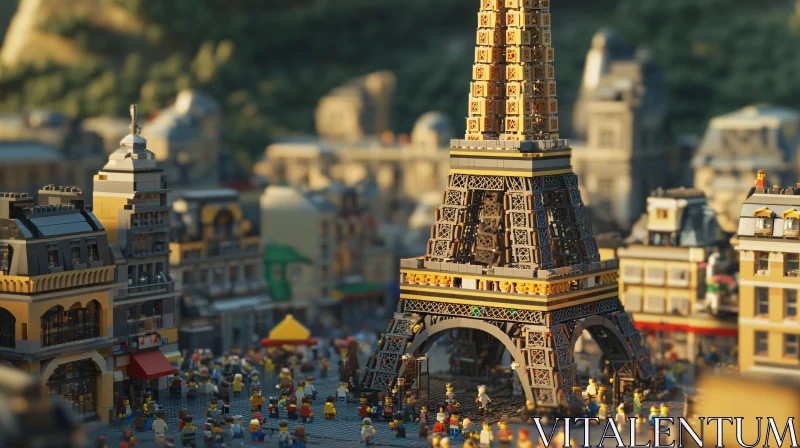 Lego Miniature of Paris featuring Eiffel Tower AI Image