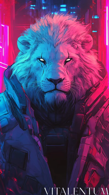 Cyberpunk Neon Lion Art AI Image