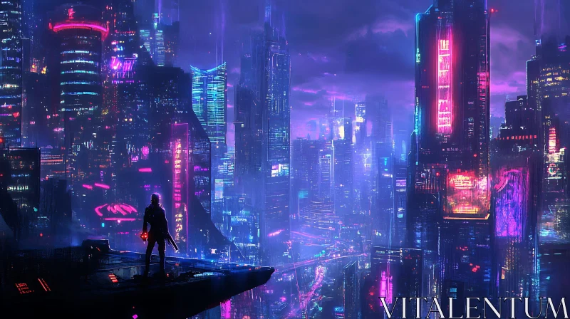 Neon-Infused Futuristic Cityscape AI Image