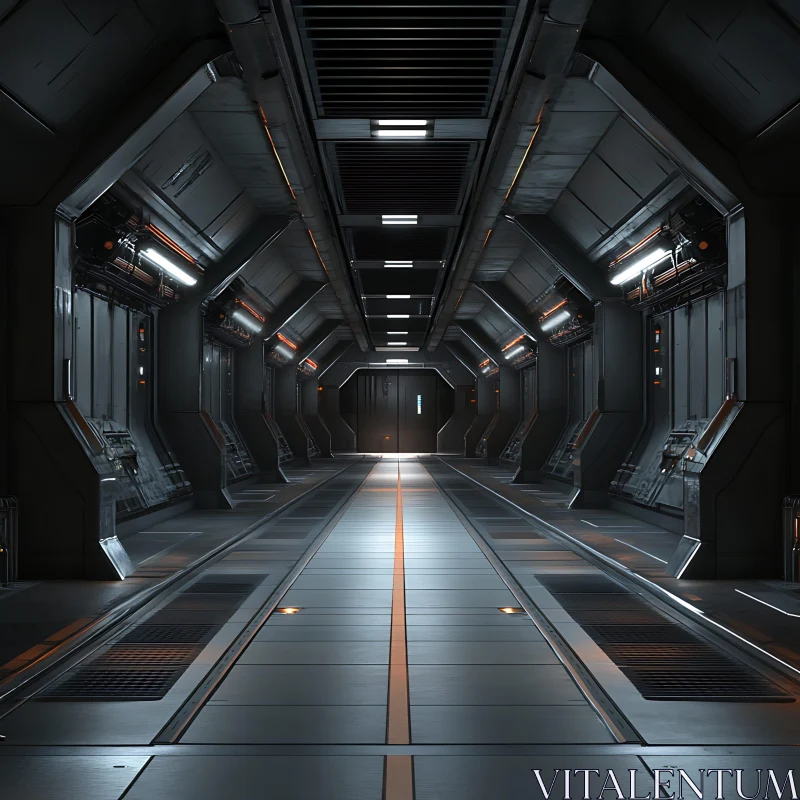 Symmetrical Futuristic Hallway AI Image