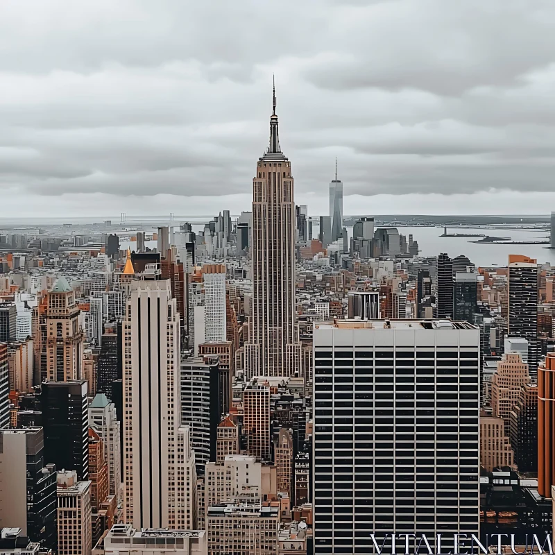 Aerial Cityscape Featuring Towering Skyscrapers AI Image