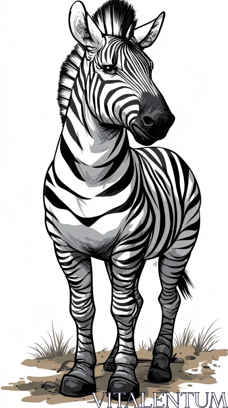 AI ART Graceful Zebra Standing Illustration