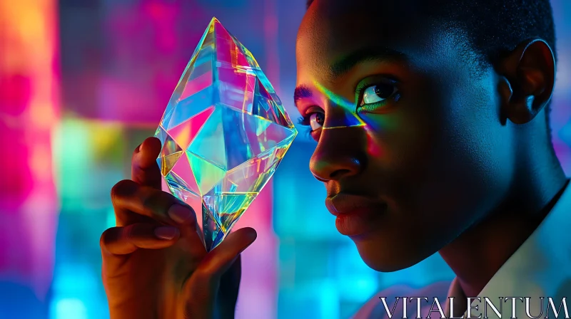 AI ART Geometric Crystal and Light Portrait