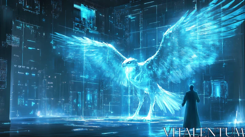 AI ART Futuristic Cyber Eagle Encounter