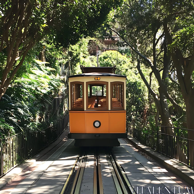 Historic Tramway Amidst Greenery AI Image