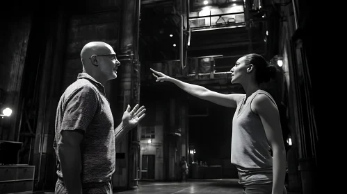 Actors in Deep Conversation on Theater Stage