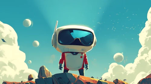 Futuristic Landscape Featuring Astronaut