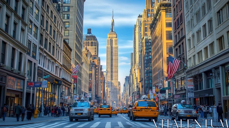 Urban Life in NYC with Iconic Skyline AI Image