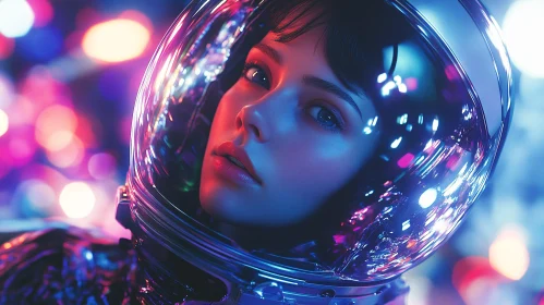 Neon Astronaut: A Serene Space Portrait