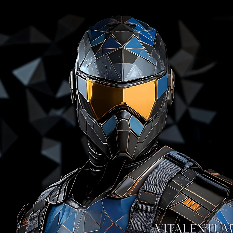 Advanced Robotic Soldier with Geometric Design AI Image