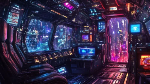 Neon Cyberpunk City Cockpit