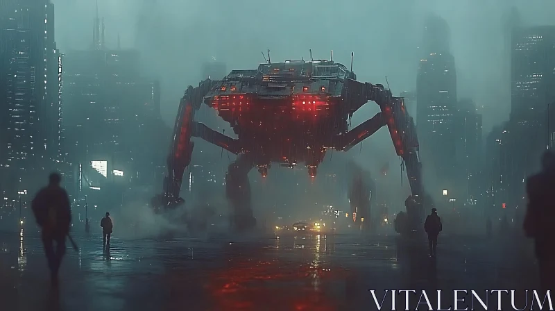 AI ART Dystopian Urban Scene with Giant Machinery