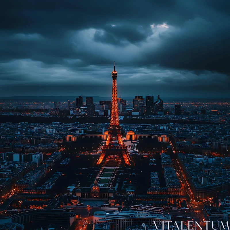 Eiffel Tower Shines in Paris Night AI Image