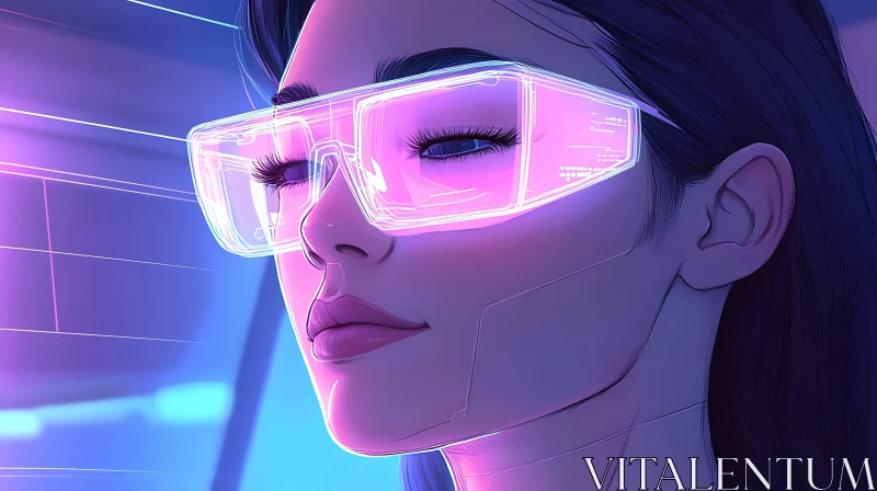 AI ART Cyberpunk Portrait with Neon Glasses