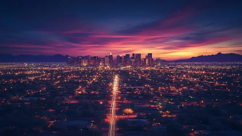 Dazzling Sunset Over City Skyline