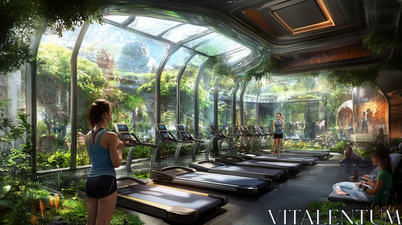 AI ART Modern Gym with Nature-Inspired Design