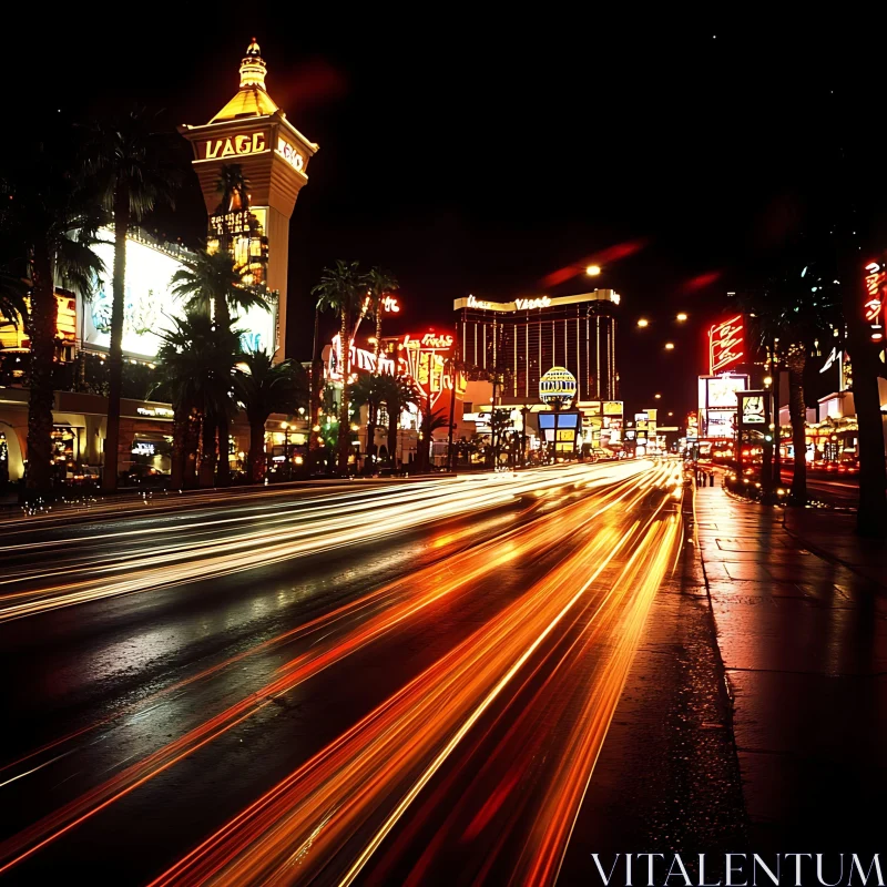 Las Vegas Nightlife with Neon Lights AI Image