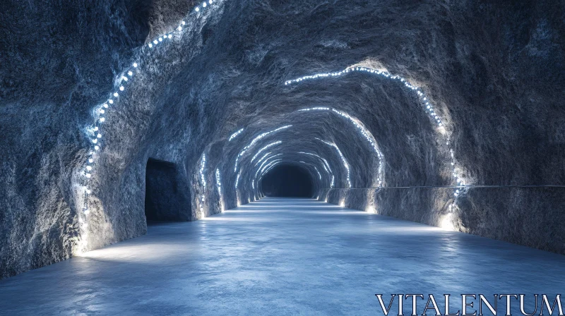 AI ART Enchanted Rock Tunnel with Twinkling Lights