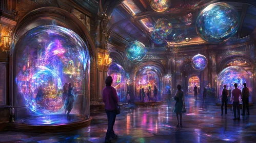 Dreamlike Bubbles in a Colorful Hall