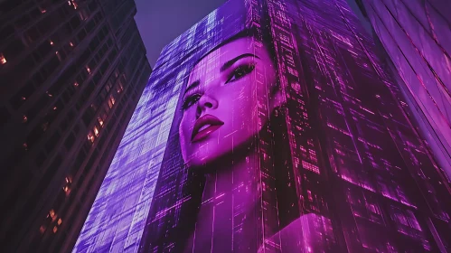 Neon-Lit Digital Billboard in a Modern City