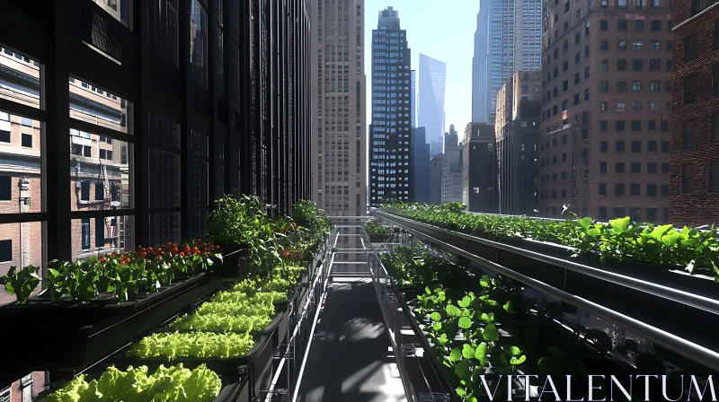 Sustainable Urban Farming in a Modern City AI Image