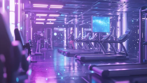 High-Tech Workout Space with Neon Lighting