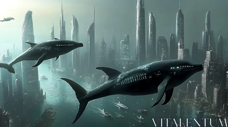 AI ART Sci-Fi City with Floating Whales