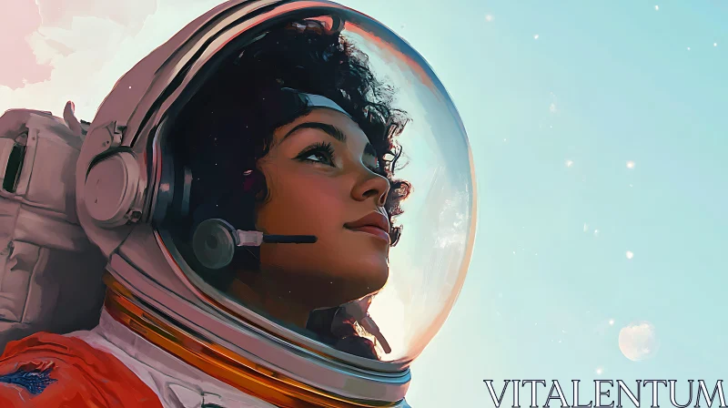 AI ART Gazing Astronaut in Helmet