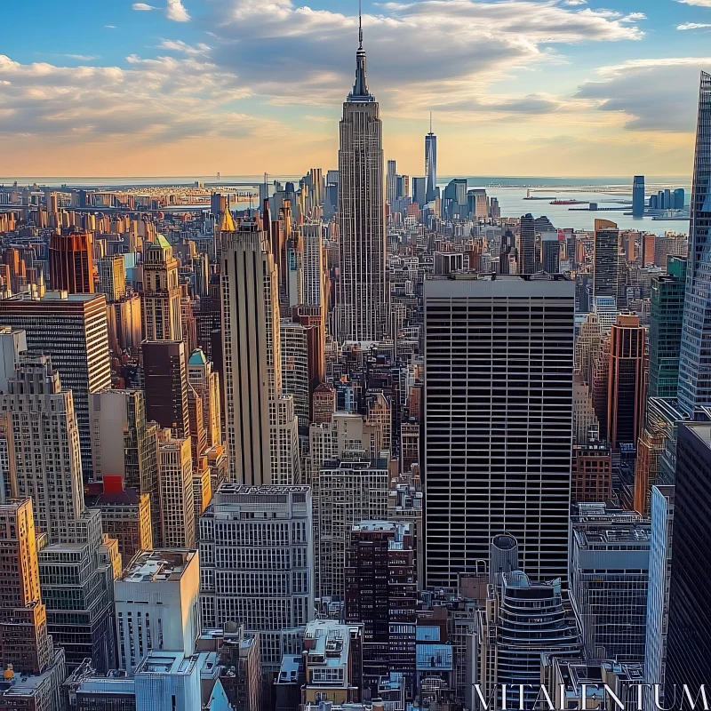 Iconic Urban Skyline at Dusk AI Image