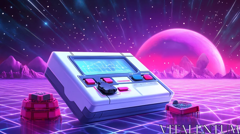 Neon-Lit Retro Console AI Image