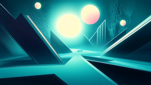 Abstract Geometric Surrealism in Futuristic Setting