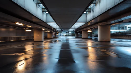 Urban Architecture with Reflective Wet Floors