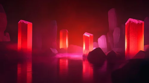 Mystical Red Crystal Abstraction