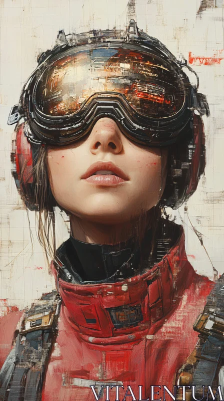 Advanced Digital Art in Red Uniform AI Image