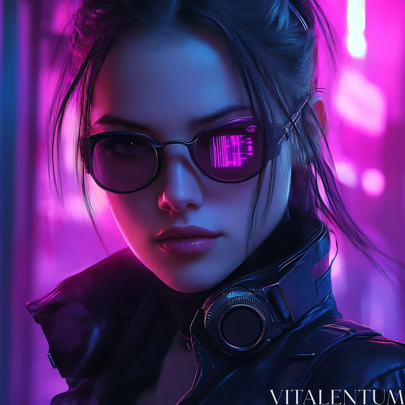 Cyberpunk Woman in Neon Glow AI Image