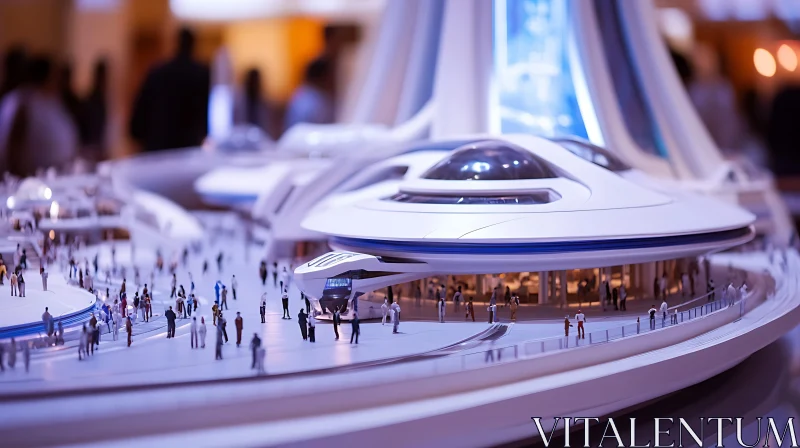 Modern Futuristic Architecture with Miniature Figures AI Image