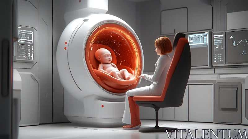 High-Tech Infant Care in a Futuristic Lab AI Image