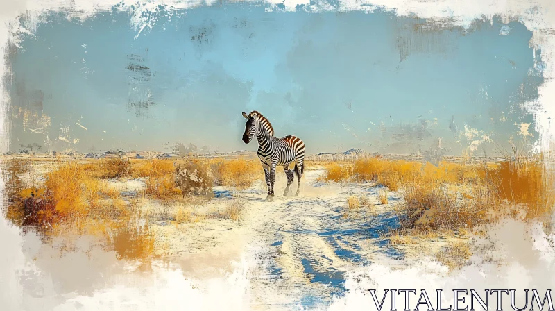 Zebra in Arid Terrain AI Image