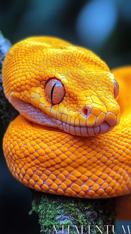 Beautiful Coiled Orange Serpent AI Image