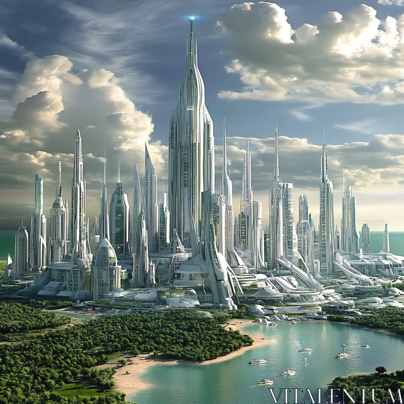 Modern Futuristic Urban Landscape AI Image