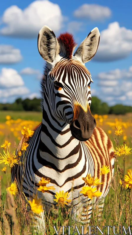 AI ART Zebra Amidst Blossoms